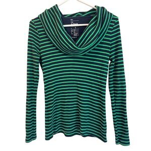 Gap‎ The Octavia Waffle Cowl Neck Long Sleeve Top Women's Small Green Navy